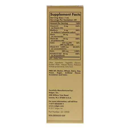 Solgar - Sublingual Liquid B-12 2000 Mcg With B-Complex - 2 Oz
