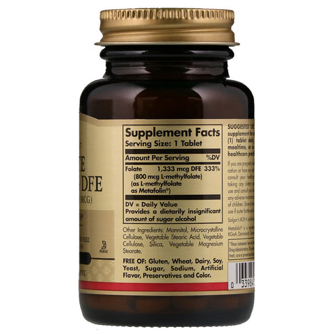 Solgar - Folate 800 Mcg (as Metafolin®) Tablets - 100