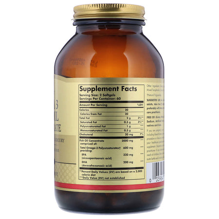 Solgar - Omega-3 Fish Oil Concentrate Softgels - 120 Softgels