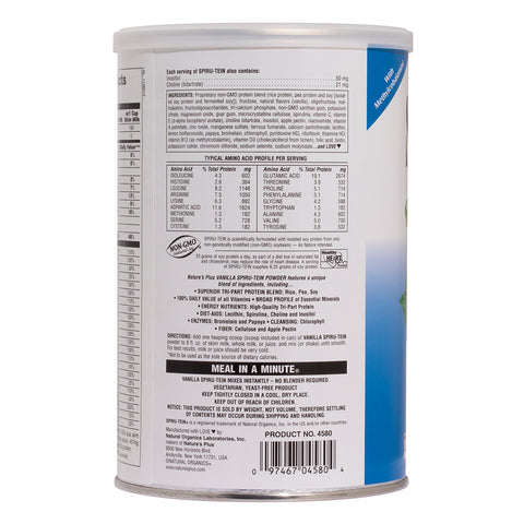 Natures Plus - Spiru-Tein, High Protein Energy Meal, Vanilla 1.2 LB ( 544g)