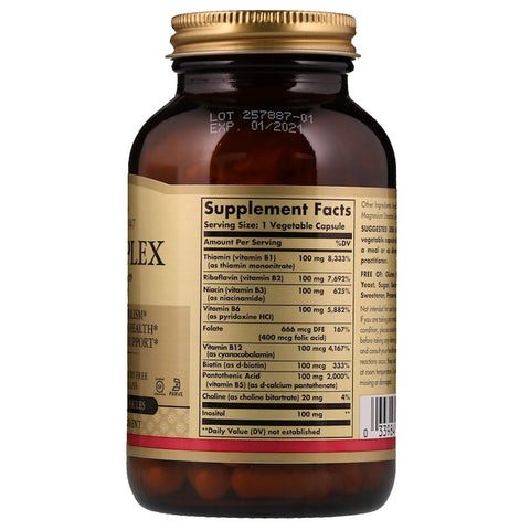 Solgar - B-Complex "100" Vegetable Capsules - 100 Capsules