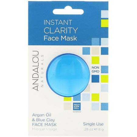 Andalou Naturals -Instant Clarity, Argan Oil & Blue Clay Face Mask, .28 oz (8 g)