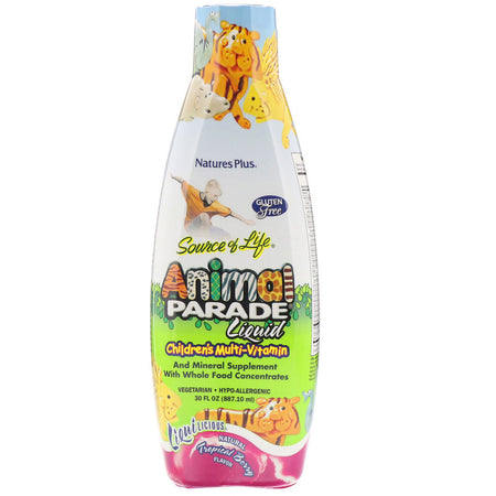 Natures Plus - Source of Life, Animal Parade Liquid, Children's Multi-Vitamin, Natural Tropical Berry Flavor, 30 fl oz (887.10 ml)