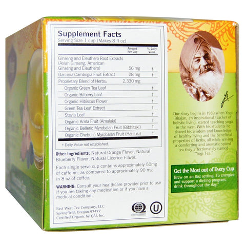 Yogi Tea - Blueberry Slim Life, Green Tea, 10 Cups, .1 oz (2.8 g) Each