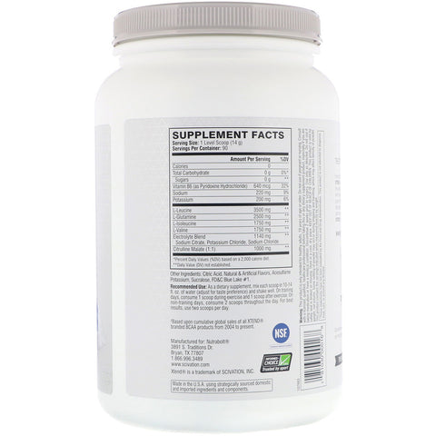 Xtend - The Original 7G BCAA, Blue Raspberry Ice, 2.78 lb (1.26 kg) - 90 Servings