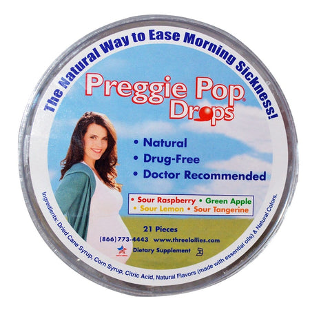 Three Lollies - Preggie Pop Drops, Sour Fruits, 21 Pieces