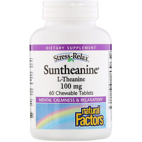 Natural Factors - Stress-Relax, Suntheanine, L-Theanine, 100 mg, 60 Chewable Tablets