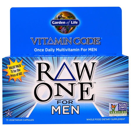 Garden Of Life - Vitamin Code, Raw One, Once Daily Raw Multi-Vitamin For Men, 75 Veggie CAPSULES