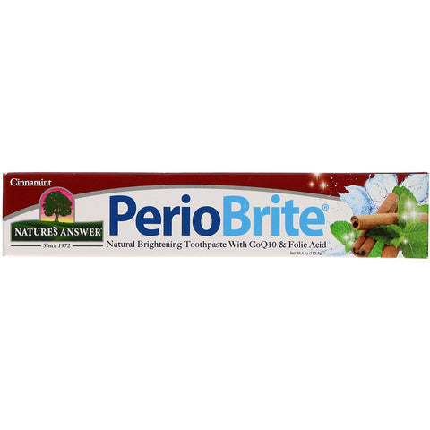 Nature's  Answers - PerioBrite, Natural Brightening Toothpaste with CoQ10 & Folic Acid, Cinnamint, 4 oz (113.4 g)