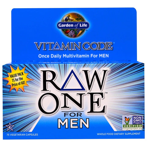 Garden Of Life - Vitamin Code, Raw One, Once Daily Raw Multi-Vitamin For Men, 75 Veggie CAPSULES