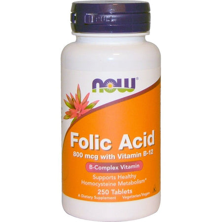 Now Foods - Folic Acid with Vitamin B-12, 800 mcg, 250 Tablets