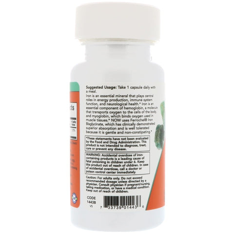 Now Foods - IRON 18MG FERROCHEL(R)  120 VCAPS - 120 Capsules