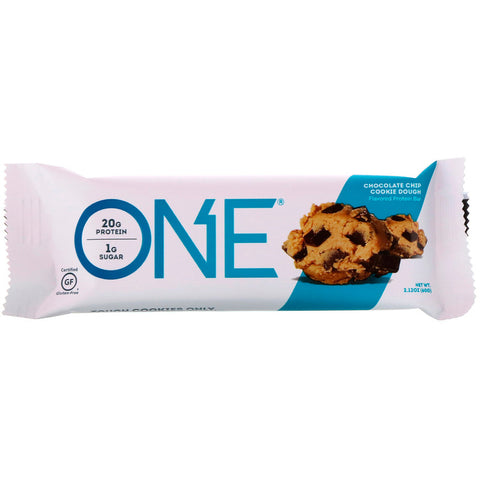 One Brands, One Bar, Chocolate Chip Cookie Dough, 12 Bars, 2.12 oz (60 g) Each