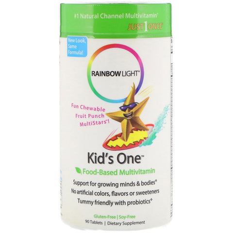 Rainbow Light - Kids One™ MultiStars, Food-Based Multivitamin, Fruit Punch, 90 Tablets