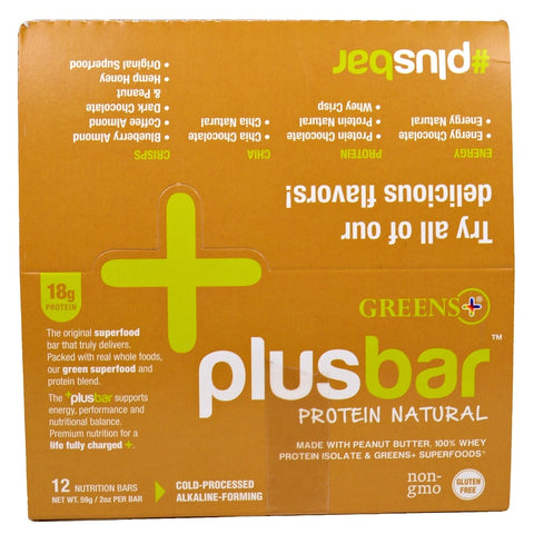 Green Plus - PLUSBAR Natural Protein Bar 59g Box - 12 Bars