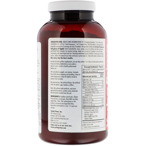 Yerba Prima - Daily Fiber Formula, 12 oz (340 g)Powder