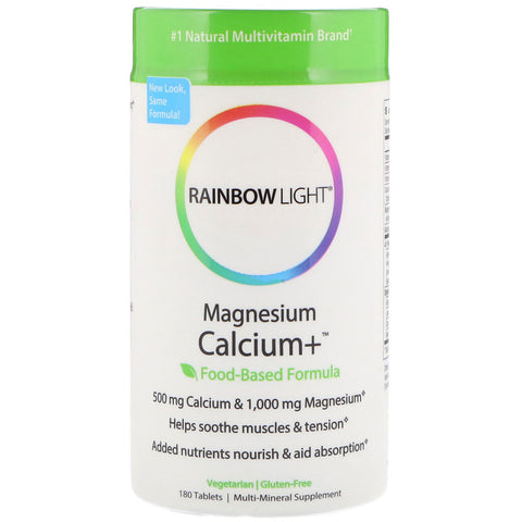 Rainbow Light - Magnesium Calcium +™ - Food-Based Formula, 180 Tablets