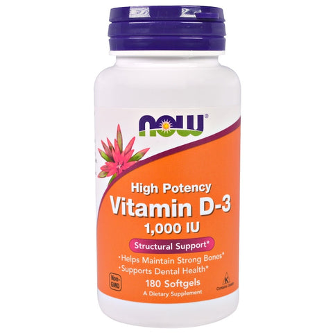 Now Foods - Vitamin D-3 High Potency, 1,000 IU, 180 Softgels