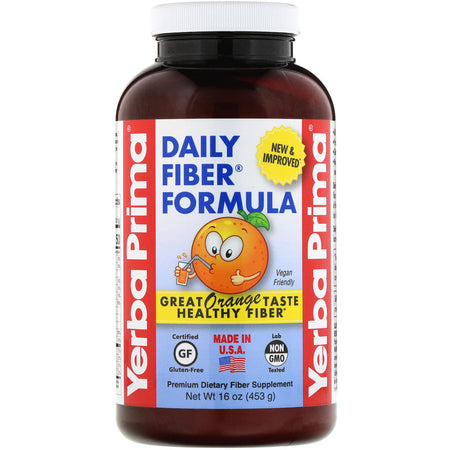 Yerba Prima - Daily Fiber Formula, Orange , 16 oz (453 g) Powder
