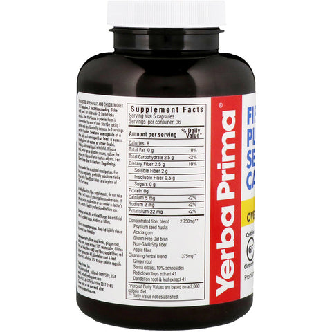 Yerba Prima - Fiber Plus Senna Caps, 180 Capsules