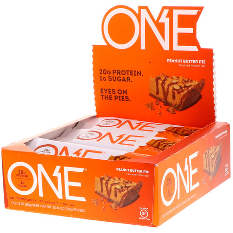 One Brands, One Bar, Peanut Butter Pie Flavor, 12 Bars, 2.12 oz (60 g) Each