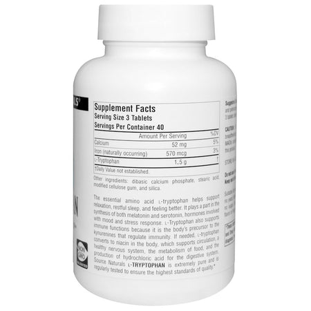 Source Naturals - L-Tryptophan 500 Mg - 120 Tablet