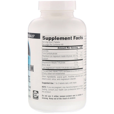 Source Naturals - Magnesium Malate 1250 Mg - 180 Tablet