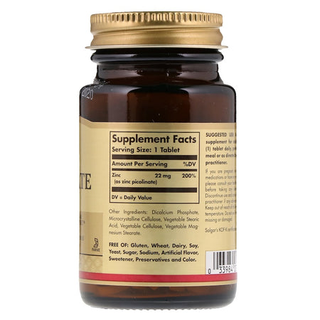 Solgar - Zinc Picolinate 22 Mg Tablets  - 100