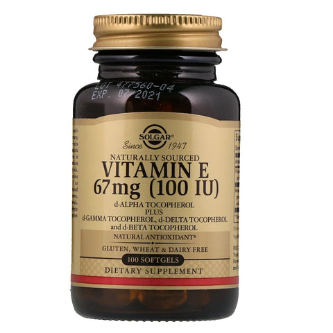 Solgar - Vitamin E 100 IU Mixed Softgels (100 IU D-Alpha Tocopherol & Mixed Tocopherols) - 100 Softgels
