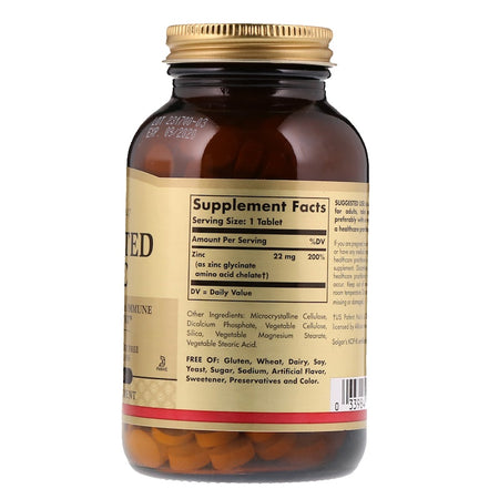 Solgar - Chelated Zinc Tablets  - 250