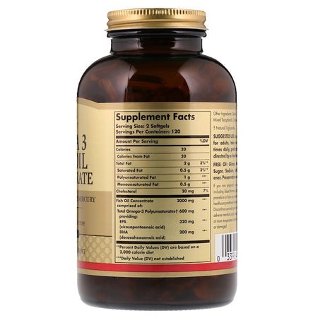 Solgar - Omega-3 Fish Oil Concentrate Softgels - 240 Softgels