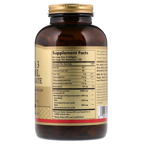 Solgar - Omega-3 Fish Oil Concentrate Softgels - 240 Softgels