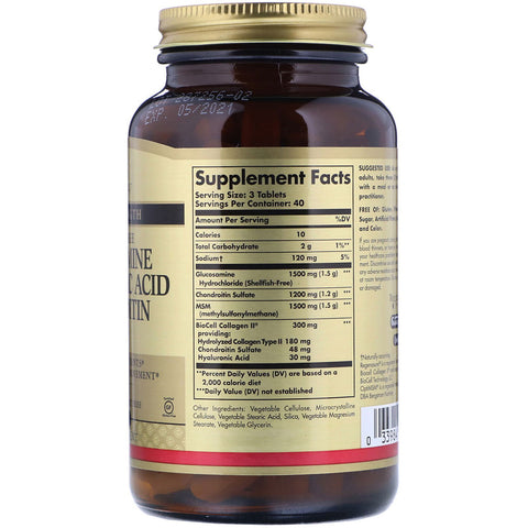 Solgar - Glucosamine Hyaluronic Acid Chondroitin MSM (Shellfish-Free) Tablets - 120