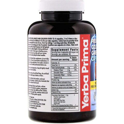 Yerba Prima - Prebiotic Colon Care, 180 Capsules