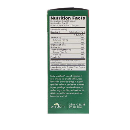 Wisdom Natural Sweetleaf - Natural Stevia Sweetener, 35 Packets, 1.25 oz