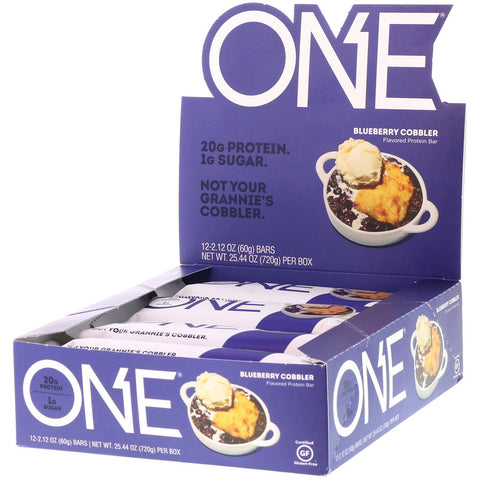 One Brands, One Bar, Blueberry Cobbler, 12 Bars, 2.12 oz (60 g) Each