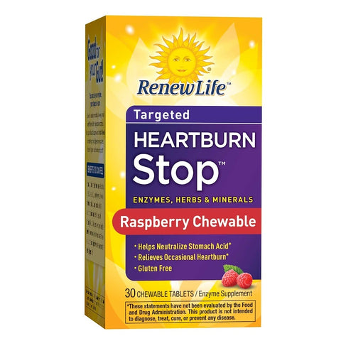 ReNew Life - Heartburn Stop, Raspberry Flavor, 30 Chewable Tablets