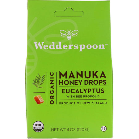 Wedderspoon - Organic Manuka Honey Drops, Eucalyptus with Bee Propolis, 4 oz (120 g)