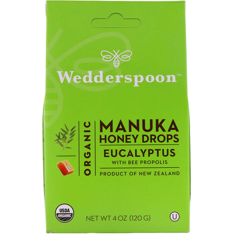 Wedderspoon - Organic Manuka Honey Drops, Eucalyptus with Bee Propolis, 4 oz (120 g)