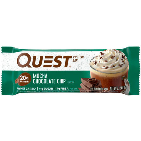 Quest Nutrition - Protein Bar, Mocha Chocolate Chip, 12 Bars, 2.12 oz (60 g) Each