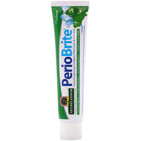 Nature's  Answers - PerioBrite Natural Brightening Toothpaste with CoQ10 & Folic Acid, Cool Mint, 4 oz (113.4g)