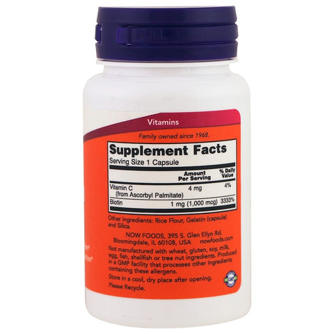 Now Foods - Biotin, 1000 mcg, 100 Capsules