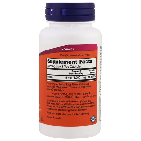 Now Foods - BIOTIN 5000mcg 60 Veg Capsules