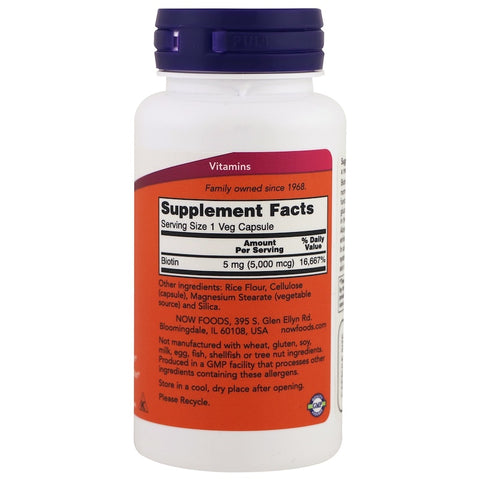 Now Foods - BIOTIN 5000mcg 60 Veg Capsules