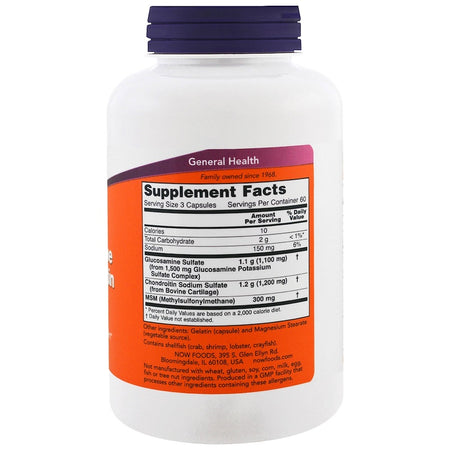 Now Foods - Glucosamine & Chondroitin with MSM, 180 Capsules