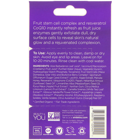 Andalou Naturals - Instant Age Defying, 8 Berry Fruit Enzyme Face Mask, .28 oz (8 g)
