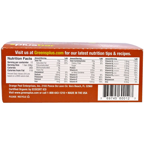 Green Plus - PLUSBAR Chocolate Protein Bar 59g Box - 12 Bars