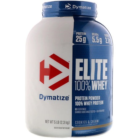 Dymatize - ELITE 100% WHEY, Cookies & Cream - 5 Lb (2.3 Kg)
