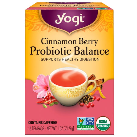 Yogi Tea - Cinnamon Berry Probiotic Balance, 16 Tea Bags, 1.02 oz (29 g)