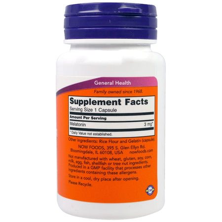 Now Foods - MELATONIN 3 mg - 60 Veg Capsules
